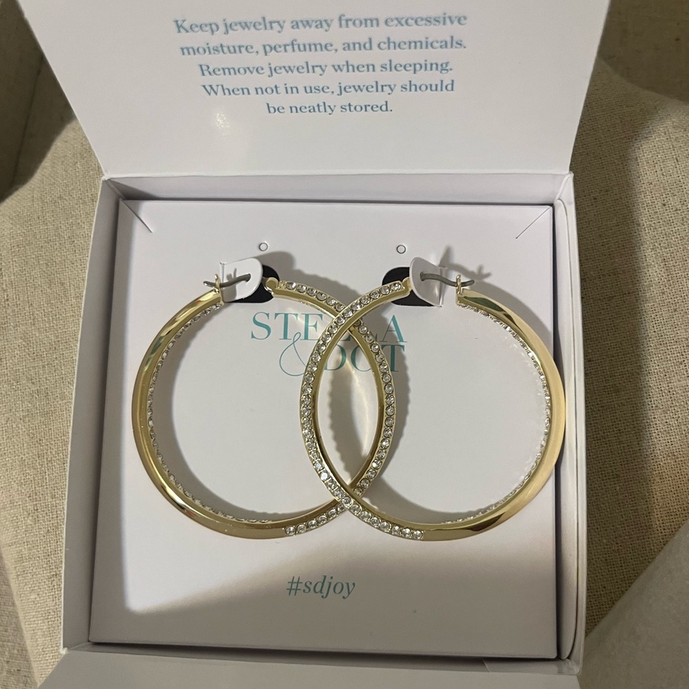 Stella & Dot Gold and Silver Hoop Earrings